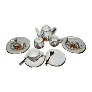 Reutter Porzellan Beatrix Potter Peter Rabbit 2-Setting Miniature Tea Set German